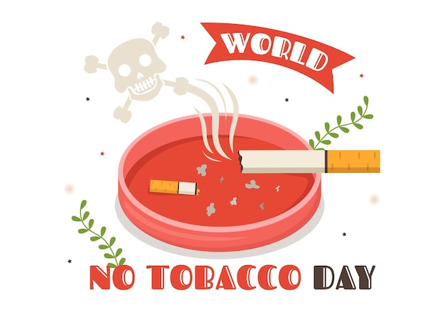 World No Tobacco Day Illustration of Stop Smoking and Harm the Lungs in Hand Drawn Templates