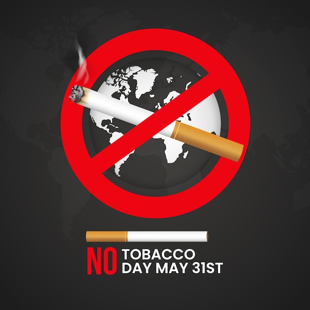 Всемирный день без табака 31 мая с иллюстрацией о запрете сигарет