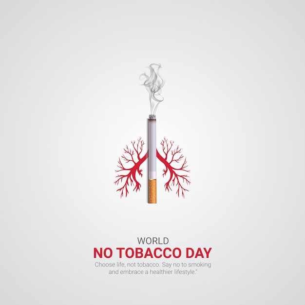 Giornata mondiale senza tabacco (world no-tobacco day) - 31 maggio - pubblicità creativa - illustrazione 3d vettoriale