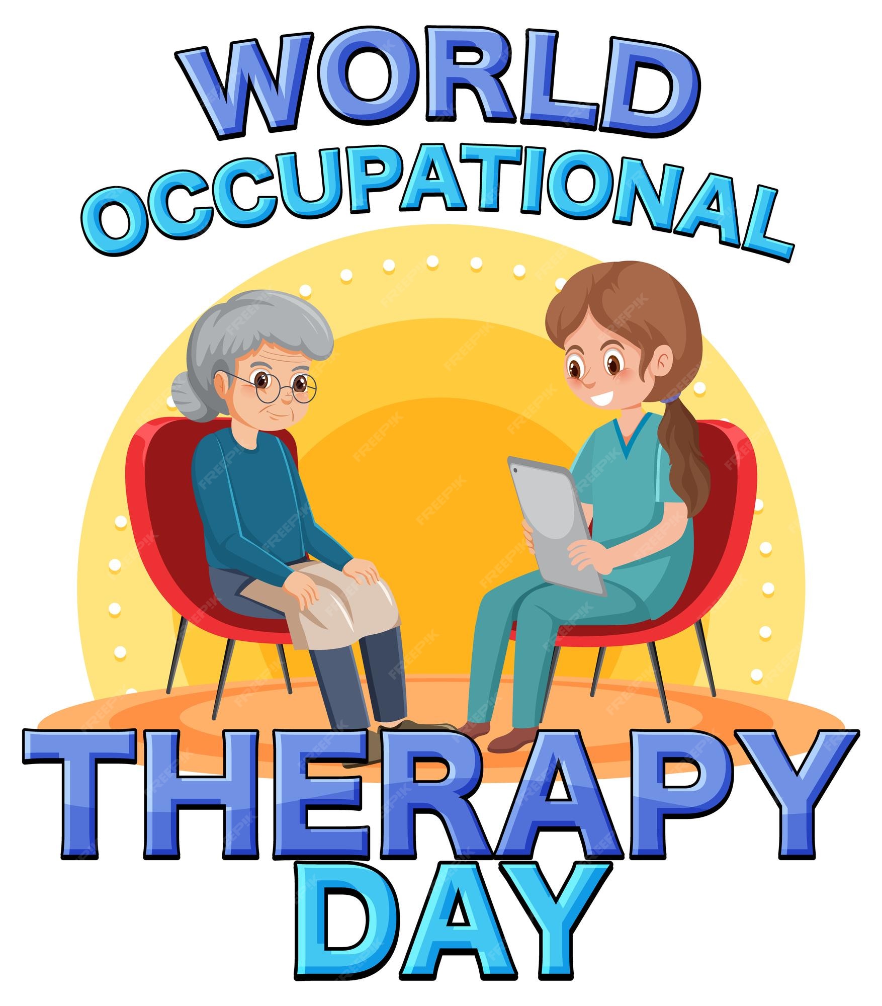 Premium Vector World occupational therapy day text banner design