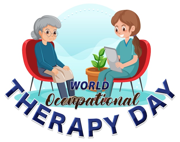 World occupational therapy day text banner design