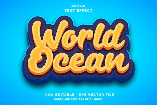 World ocean cartoon text effect