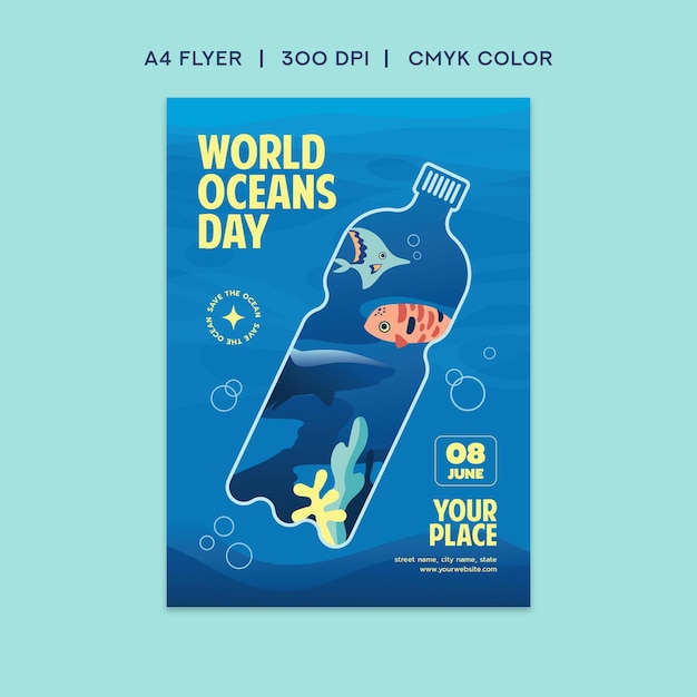 Vector world ocean day flyer