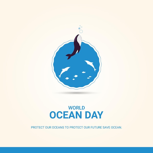 World Ocean Day-ontwerp voor creatieve advertenties op sociale media