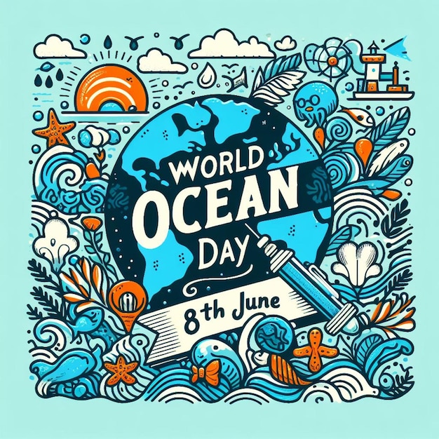 world ocean day vector