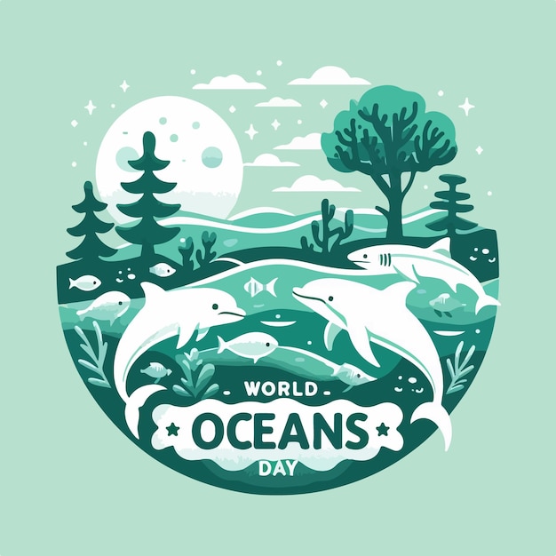 Vector world oceans day background concept vector illustration