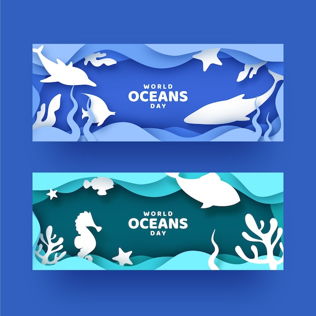 World oceans day banners