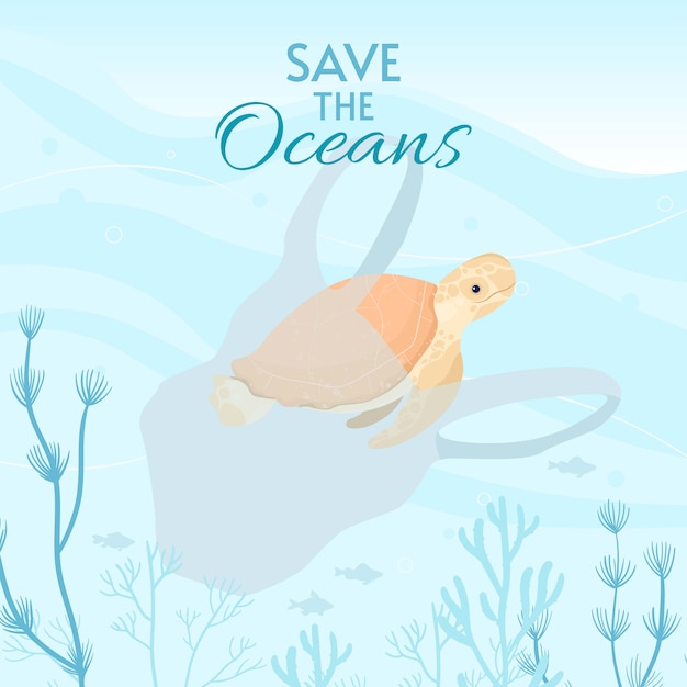 World oceans day card illustratie. help de wereldoceanen, het water en het ecosysteem te beschermen en te behouden.