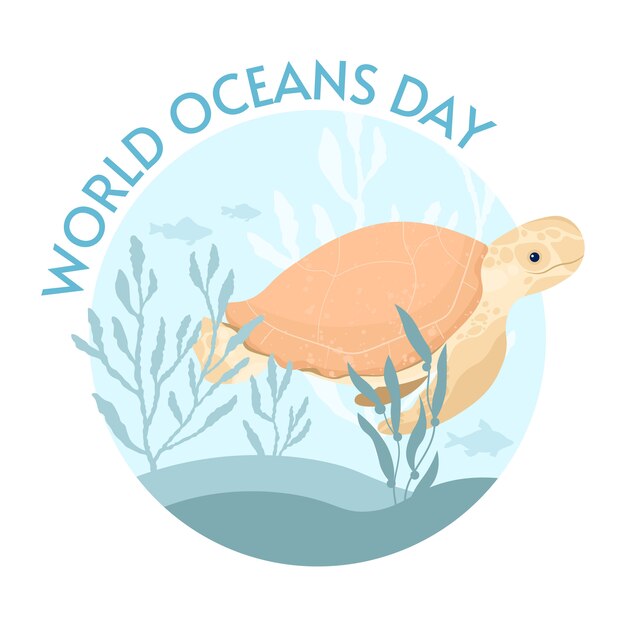 Всемирный день океана иллюстрации карты. помогите защитить и сохранить мировой океан, воду, экосистему.
