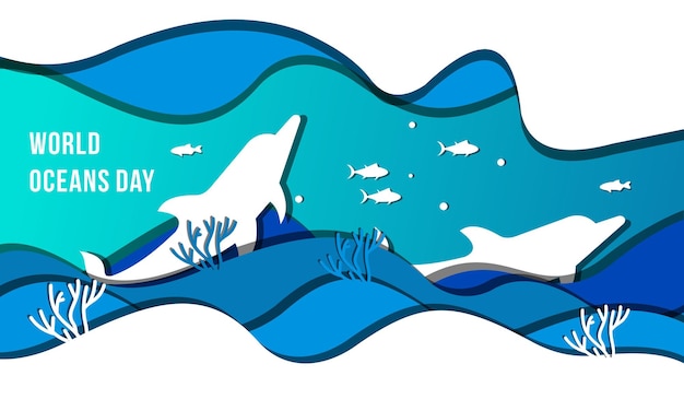 World oceans day concept illustration