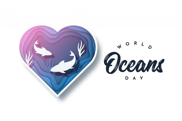 Vector world oceans day design illustration