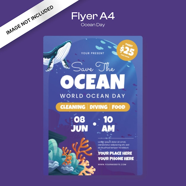 World oceans day flyer template