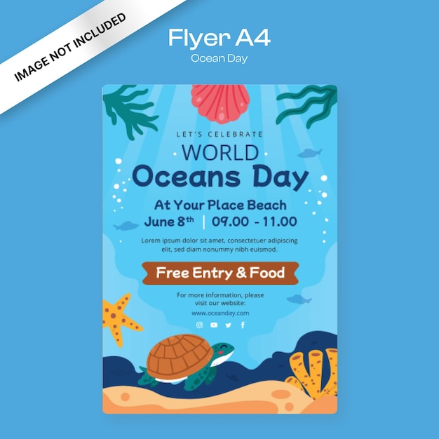 World oceans day flyer template