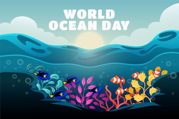 Vector world oceans day gradient illustration