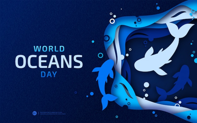 World Oceans Day papieren kunst