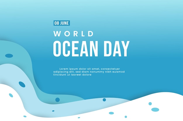 World oceans day poster concept in paper style on white background