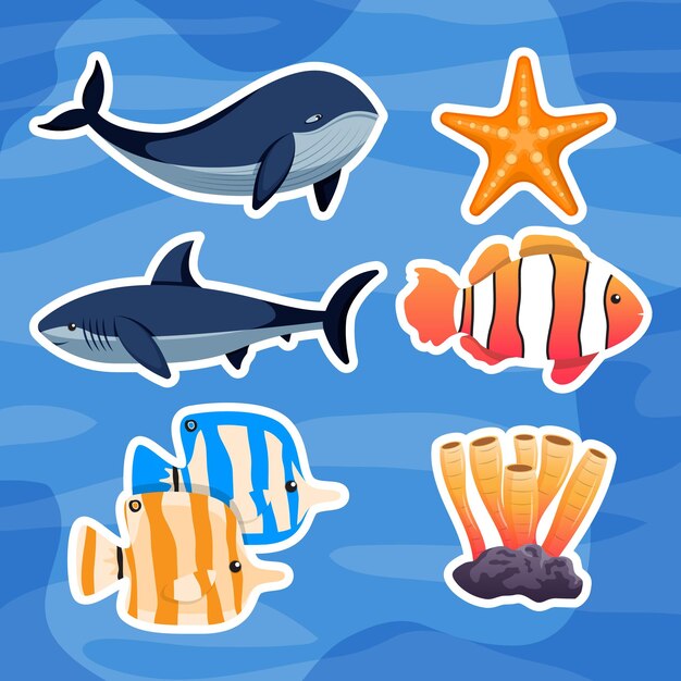 Vector world oceans day stickers