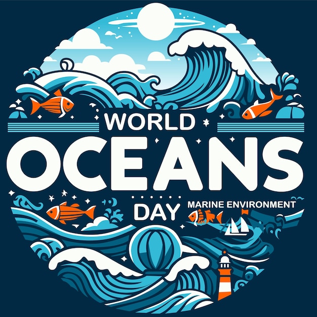 Vector world oceans day typography slogan tshirt design