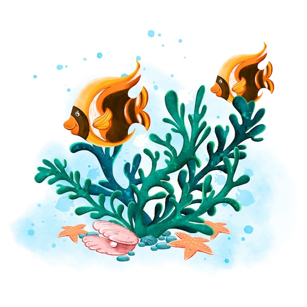 Vector world oceans day watercolor illustration