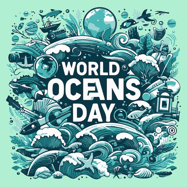Vettore giornata mondiale degli oceani con un tema creativo