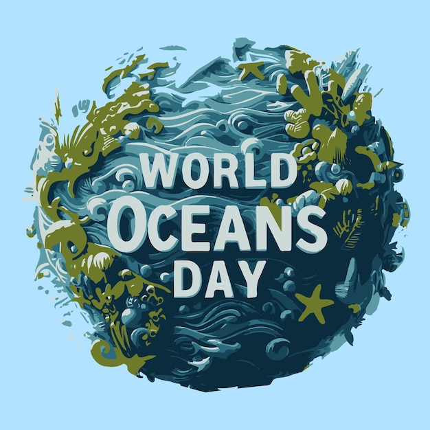 Vector world oceans day with a creative world oceans day theme