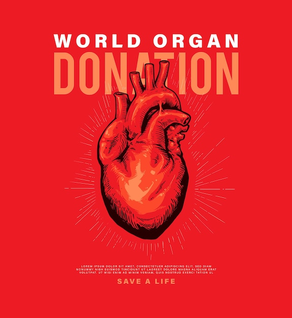 Vettore opera d'arte mondiale sulla donazione di organi