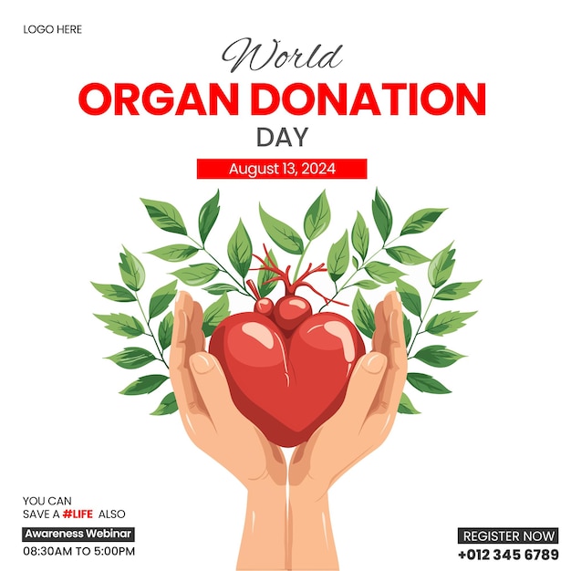 world organ donation day 2024 awareness webinar promotional template instagram post