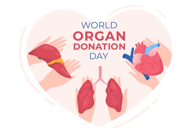 World Organ Donation Day for Transplantation Saving Lives and Health Care in Cartoon Illustration