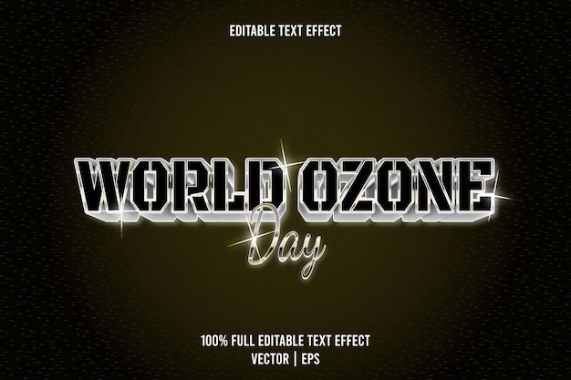 Vettore effetto di testo modificabile per la giornata mondiale dell'ozono 3 dimensioni in rilievo stile di lusso
