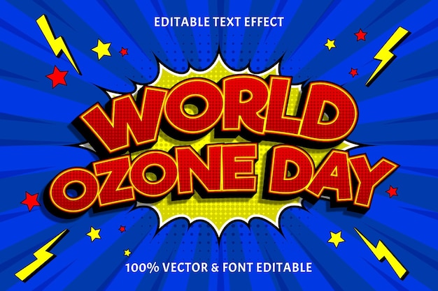 Vector world ozone day editable text effect comic style