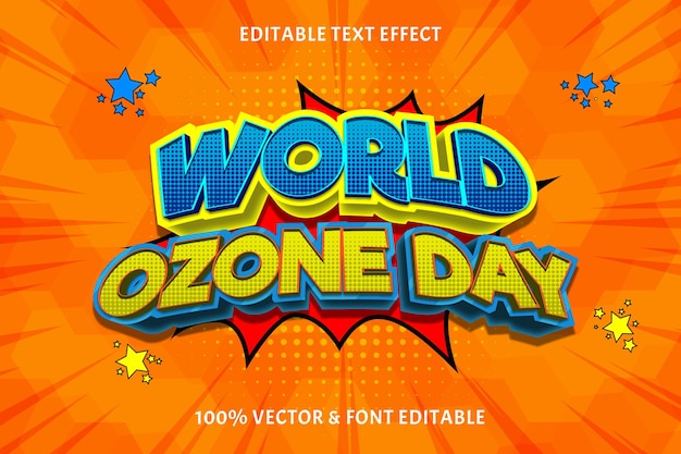 World ozone day editable text effect comic style