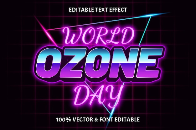 World ozone day editable text effect retro style