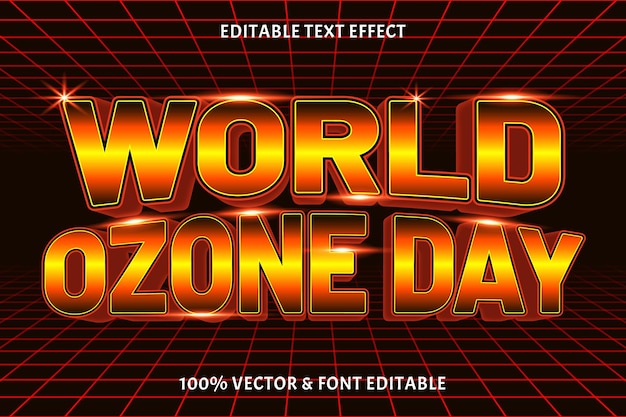 Effetto di testo modificabile per la giornata mondiale dell'ozono in stile retrò