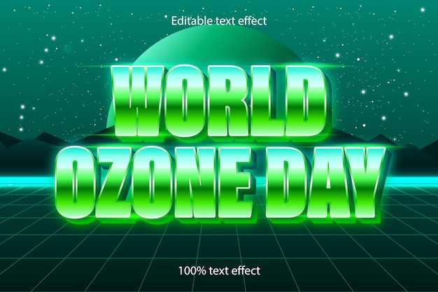 World ozone day editable text effect retro style