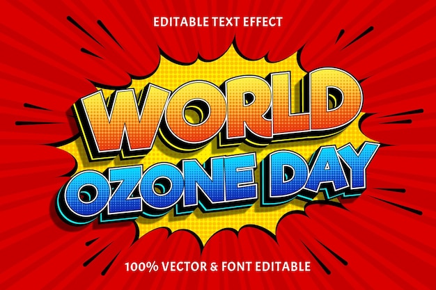 Vector world ozone day editable text effect