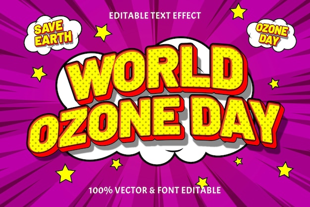 World ozone day editable text effect