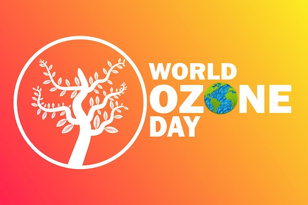 世界オゾンデーのベクトル図 木と惑星を持つ世界オゾンデーのコンセプト グリーティング カード ポスターやバナーに適しています