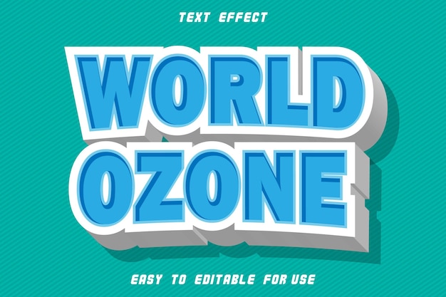 世界のオゾン編集可能なテキスト効果エンボスモダンスタイル