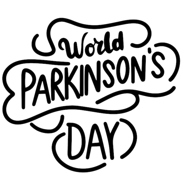 Banner di testo per la giornata mondiale del parkinson disegnato a mano