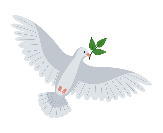 World peace day dove and olive branch icon isolated