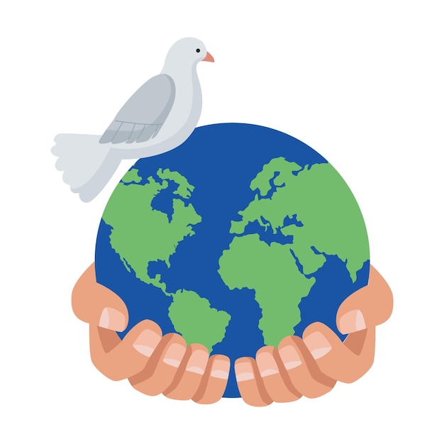 world peace day festive icon isolated