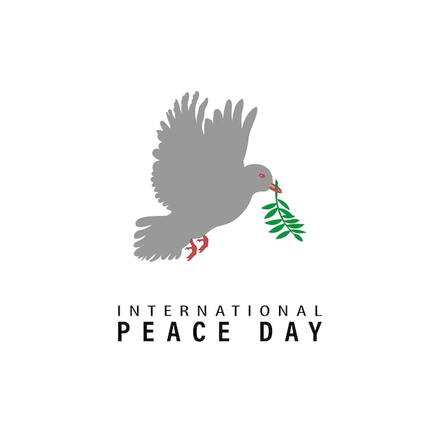 World Peace Day greeting card illustration International social help concept Paper origami dove