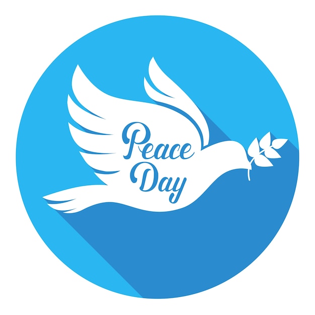 World peace day poster white dove bird symbol