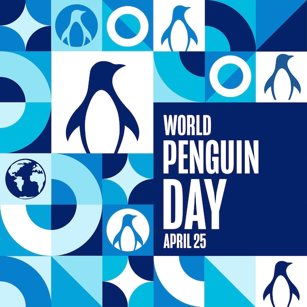 벡터 세계 의 날 (world penguin day) - 4월 25일 - 의 세계 기념일 (world penguins day) - 터 eps10 일러스트레이션으로 된 배경 배너 카드 포스터를 위한 템플릿