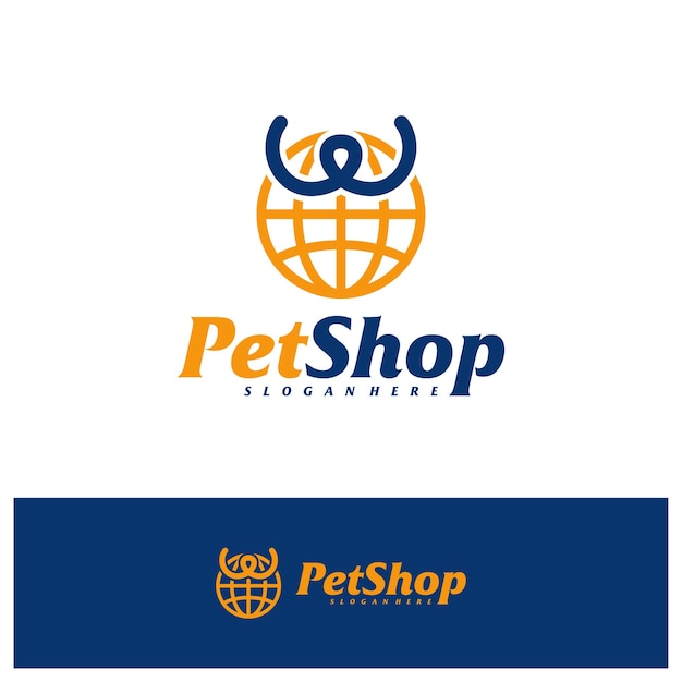Modello di progettazione del logo degli animali domestici del mondo icona del simbolo creativo dell'emblema del vettore del concetto del logo dell'animale domestico