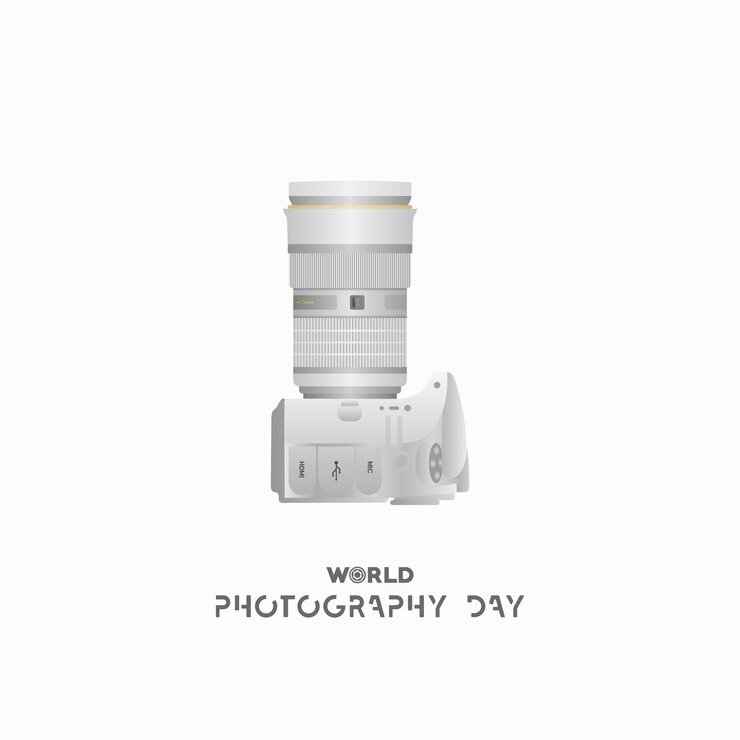 Vector world photography day august 19th typography design with camera
