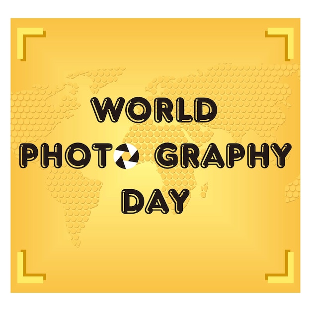 world photography day banner poster on august 19 on yellow background flat vector modern illustration