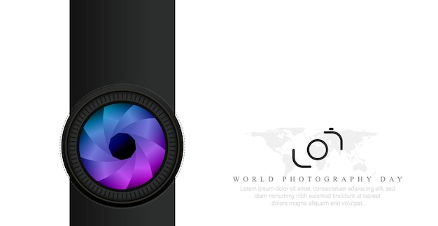 Vector world photography day. camera lens illustrations. vector