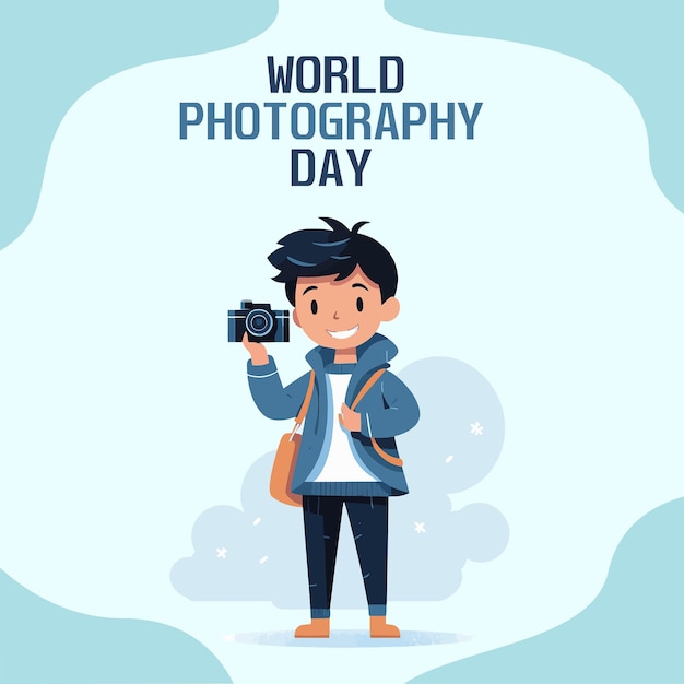 World photography day flat poster design