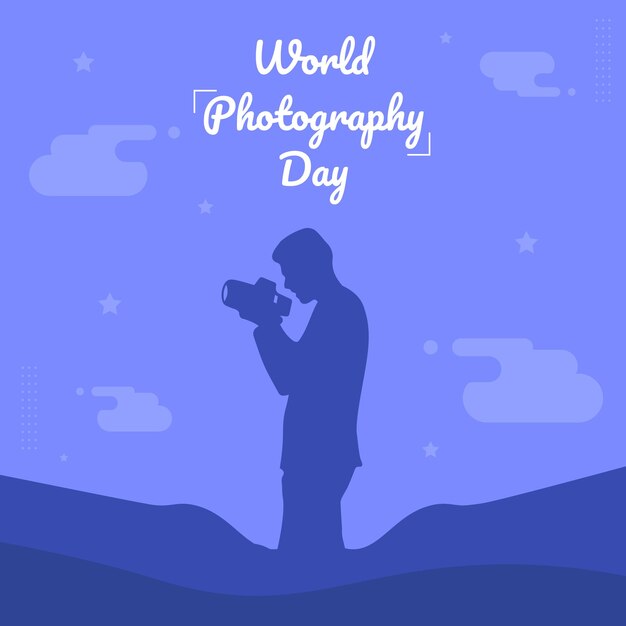 Giornata mondiale della fotografia piatto vettore banner post background design